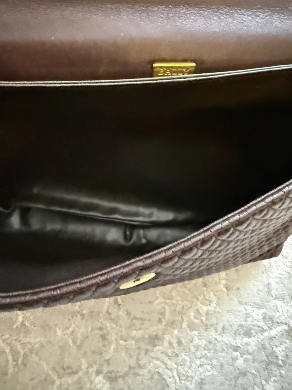 Bally Quilted Leather Satchel
Dark Brown with Gold Hardware - Picture 10 of 14